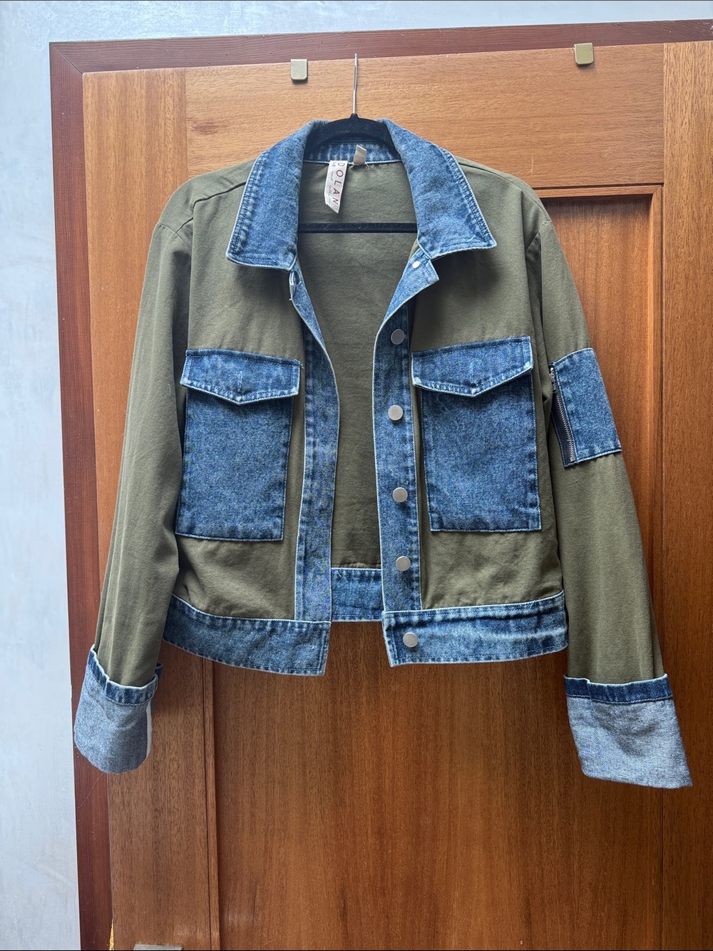 Dolan Army Green and Denim Mixed Media Utility Jacket from Anthropologie